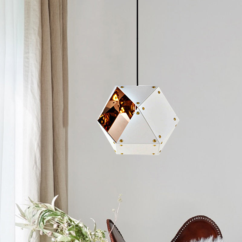 8/12 Heads Multifaceted Metal Chandelier Light Modern Black White Dining Room Pendant Light Fixture - Rebooters