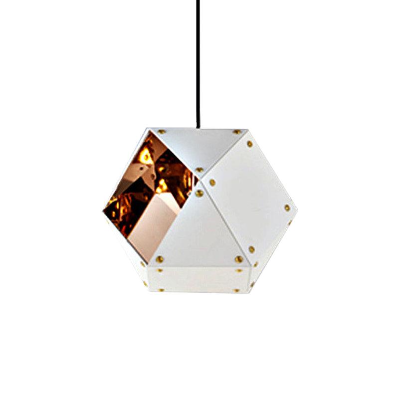 8/12 Heads Multifaceted Metal Chandelier Light Modern Black White Dining Room Pendant Light Fixture - Rebooters