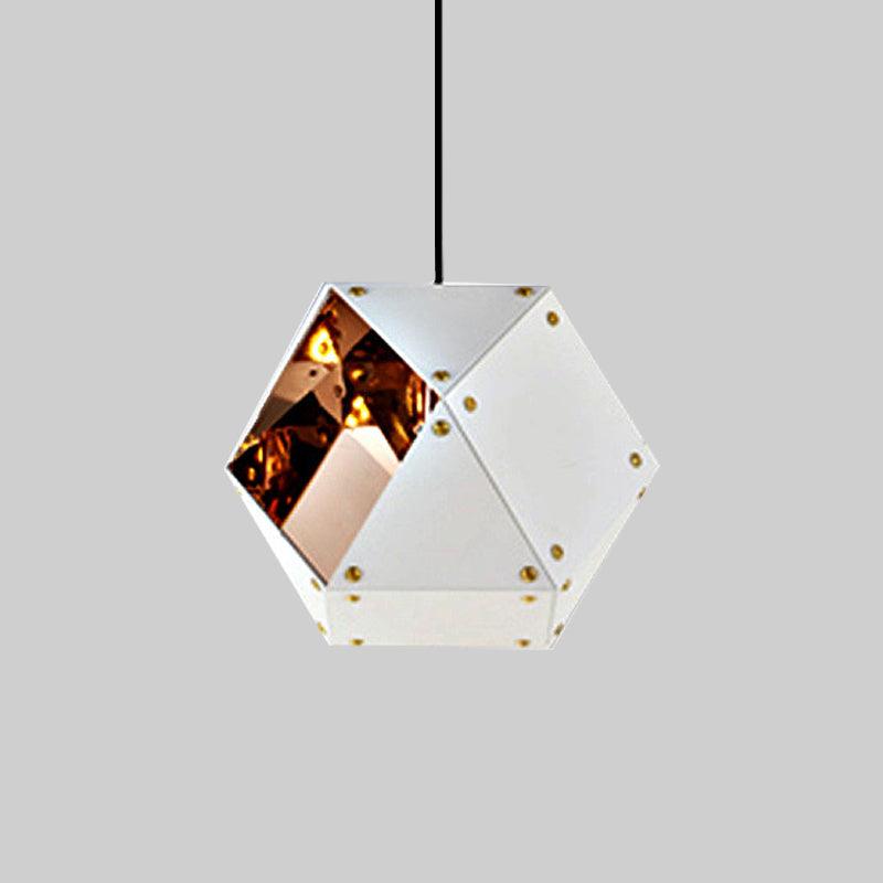 8/12 Heads Multifaceted Metal Chandelier Light Modern Black White Dining Room Pendant Light Fixture - Rebooters