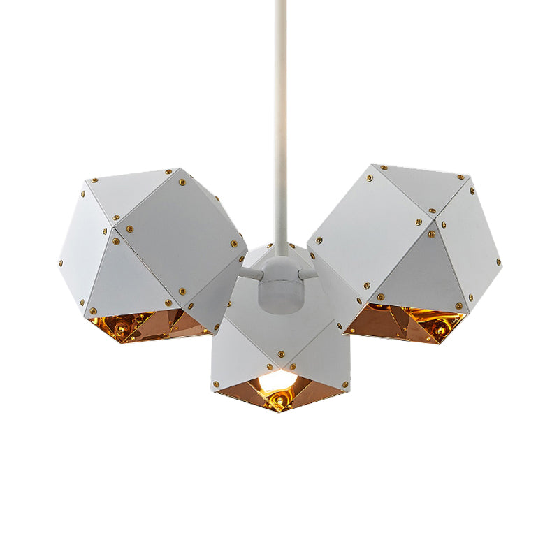 8/12 Heads Multifaceted Metal Chandelier Light Modern Black White Dining Room Pendant Light Fixture - Rebooters