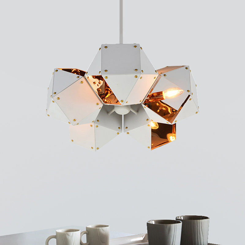 8/12 Heads Multifaceted Metal Chandelier Light Modern Black White Dining Room Pendant Light Fixture - Rebooters