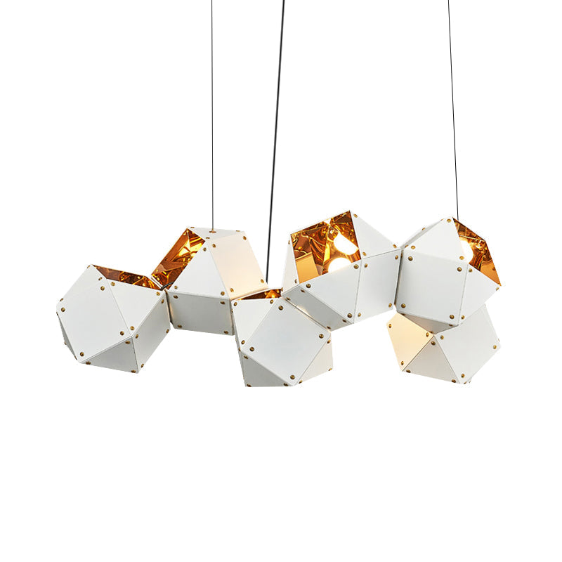 8/12 Heads Multifaceted Metal Chandelier Light Modern Black White Dining Room Pendant Light Fixture - Rebooters