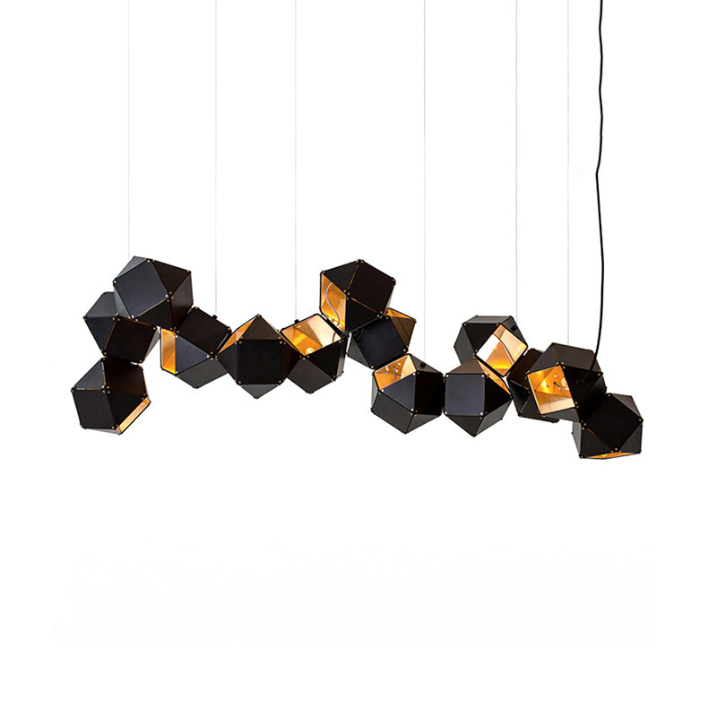 8/12 Heads Multifaceted Metal Chandelier Light Modern Black White Dining Room Pendant Light Fixture - Rebooters