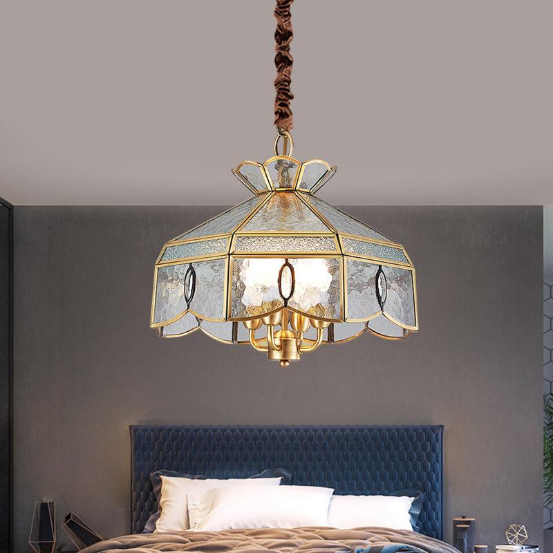 Colonial Style Geometric Pendant Chandelier 4 Lights Brass - Rebooters