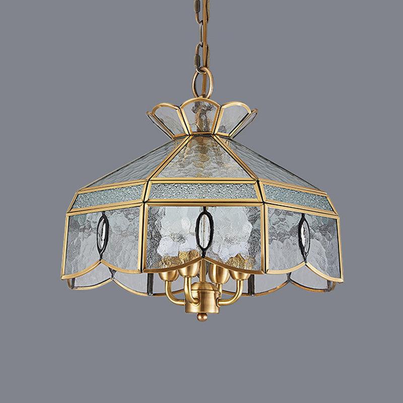 Colonial Style Geometric Pendant Chandelier 4 Lights Brass - Rebooters
