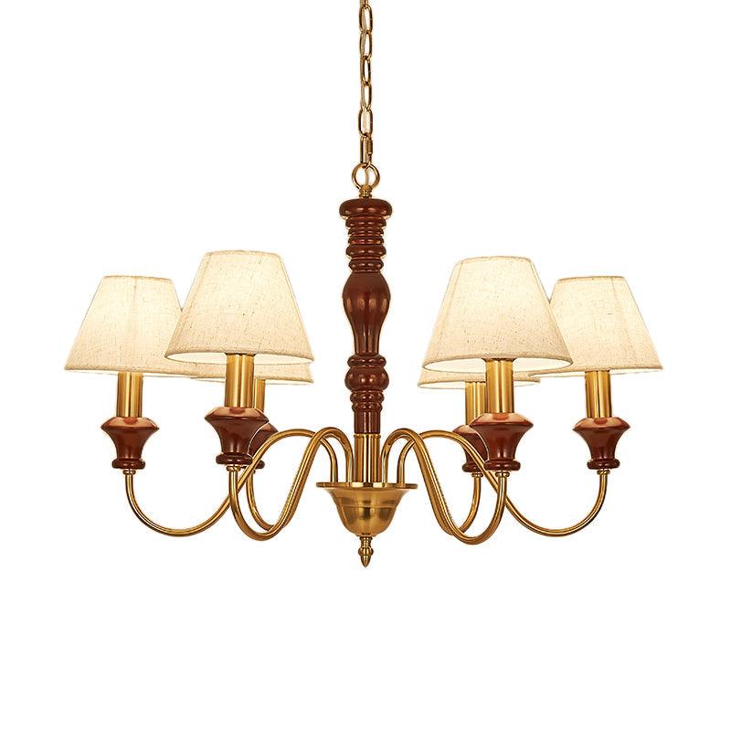 Fabric Conical Hanging Ceiling Light Rural Style 6/8 Heads Chandelier in White - Rebooters