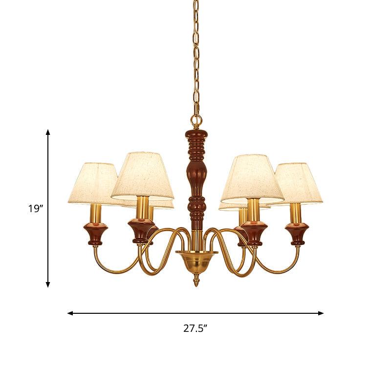 Fabric Conical Hanging Ceiling Light Rural Style 6/8 Heads Chandelier in White - Rebooters