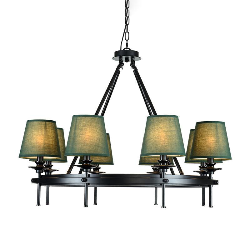 8 Bulbs Circle Pendant Lamp Retro Style Green Metal Ceiling Chandelier - Rebooters