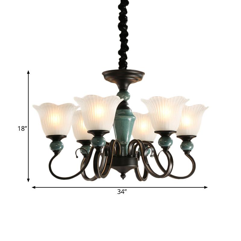 3/6-Light Pendant Light Rural Style Frosted Ribbed Glass Chandelier - Rebooters