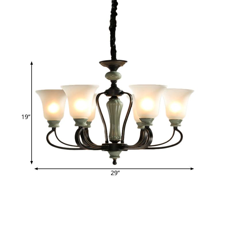 6/8 Heads Frosted Glass Chandelier Traditional Black Finish - Rebooters