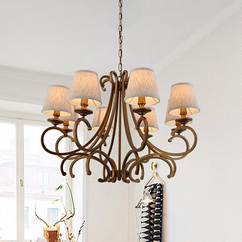 Fabric Brass Chandelier Pendant Light Conic 3/6-Light Lamp - Rebooters
