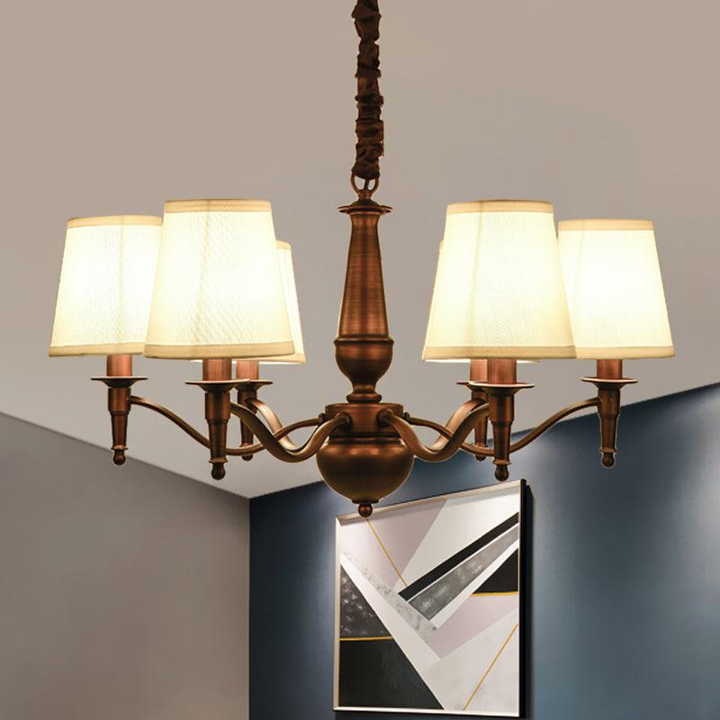 3/6 Heads Fabric Hanging Chandelier Traditional White Pendant Lamp - Rebooters