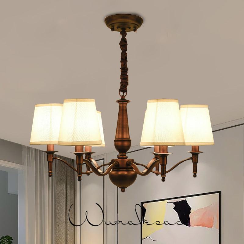 3/6 Heads Fabric Hanging Chandelier Traditional White Pendant Lamp - Rebooters