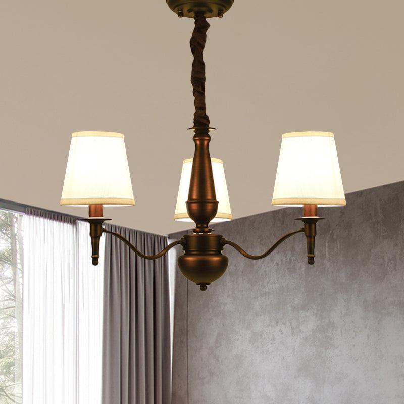 3/6 Heads Fabric Hanging Chandelier Traditional White Pendant Lamp - Rebooters