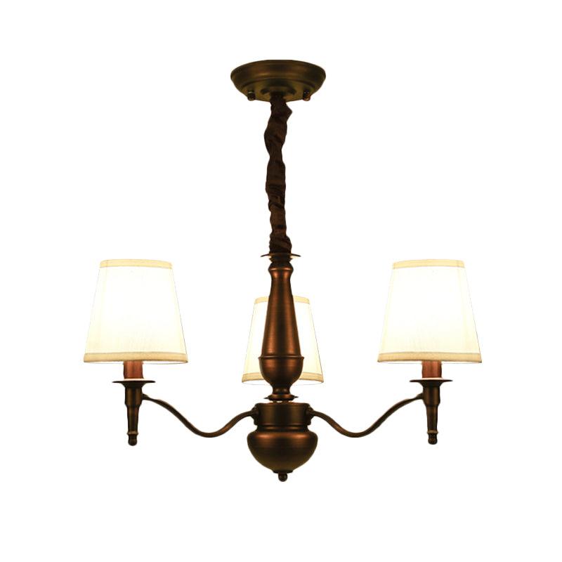 3/6 Heads Fabric Hanging Chandelier Traditional White Pendant Lamp - Rebooters
