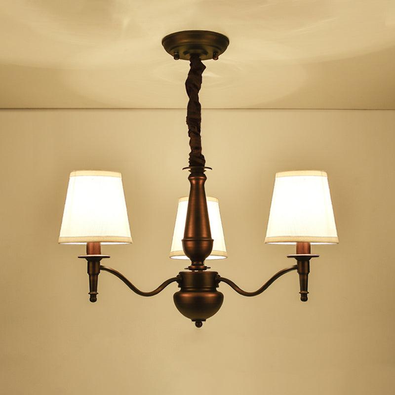 3/6 Heads Fabric Hanging Chandelier Traditional White Pendant Lamp - Rebooters