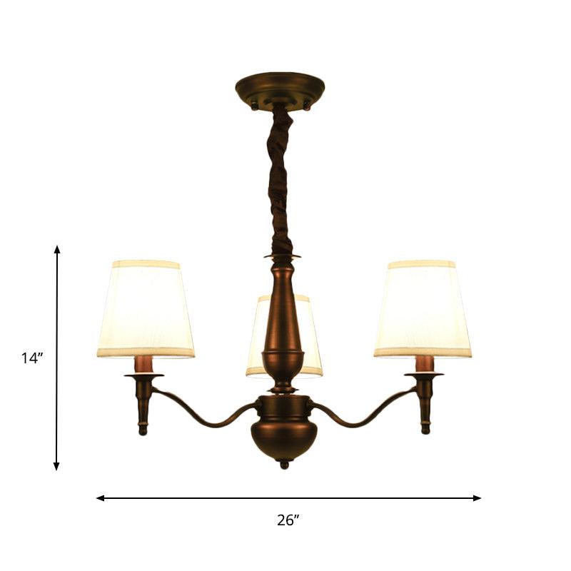 3/6 Heads Fabric Hanging Chandelier Traditional White Pendant Lamp - Rebooters