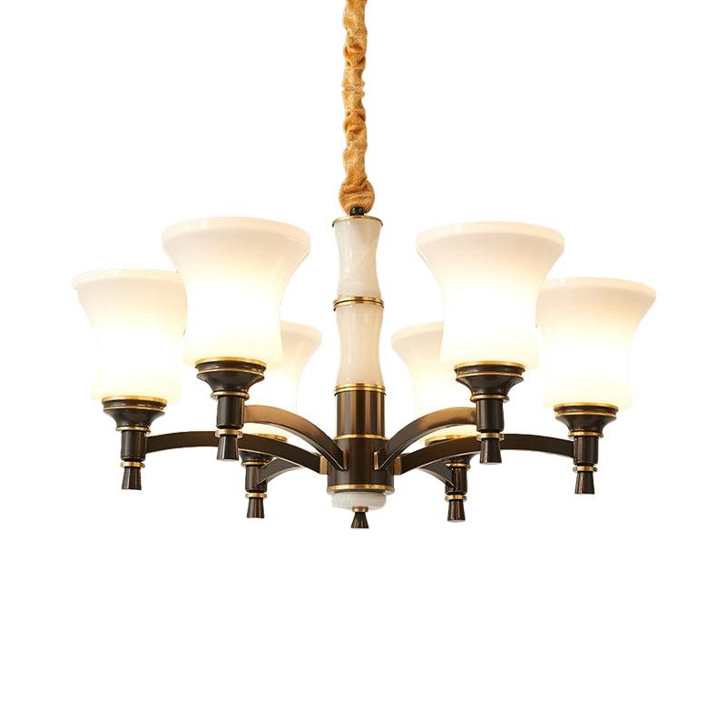6/8 Lights Hanging Light Fixture Retro Chandelier Lamp Black - Rebooters