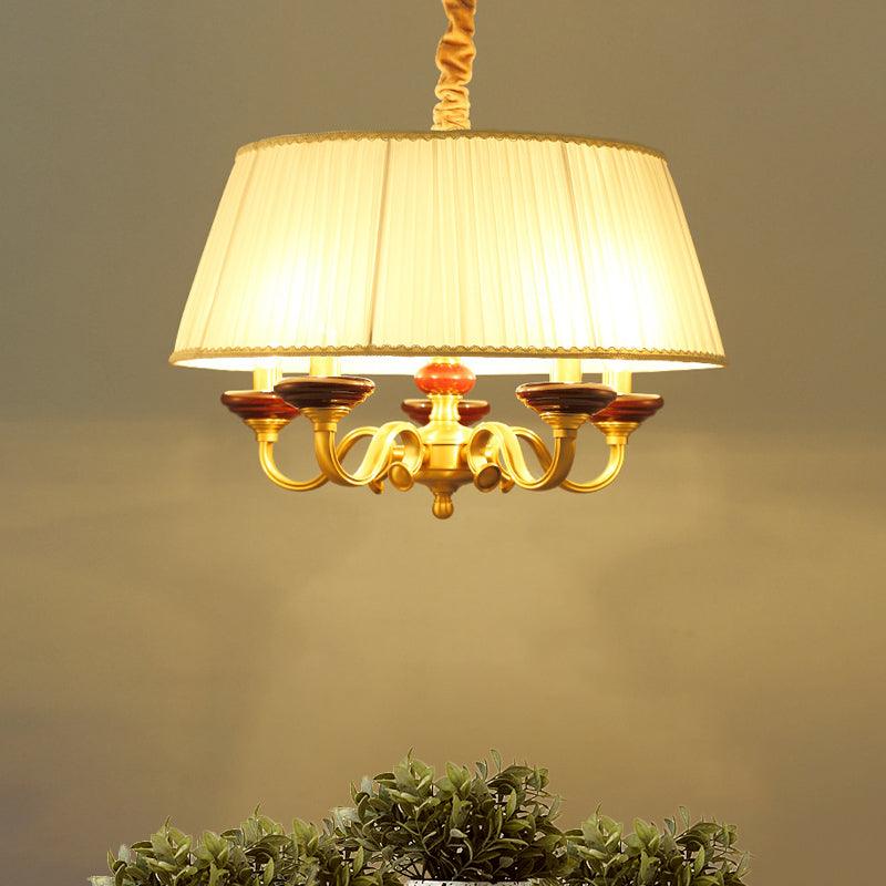 5-Bulb Drum Chandelier Countryside White Finish Lamp - Rebooters