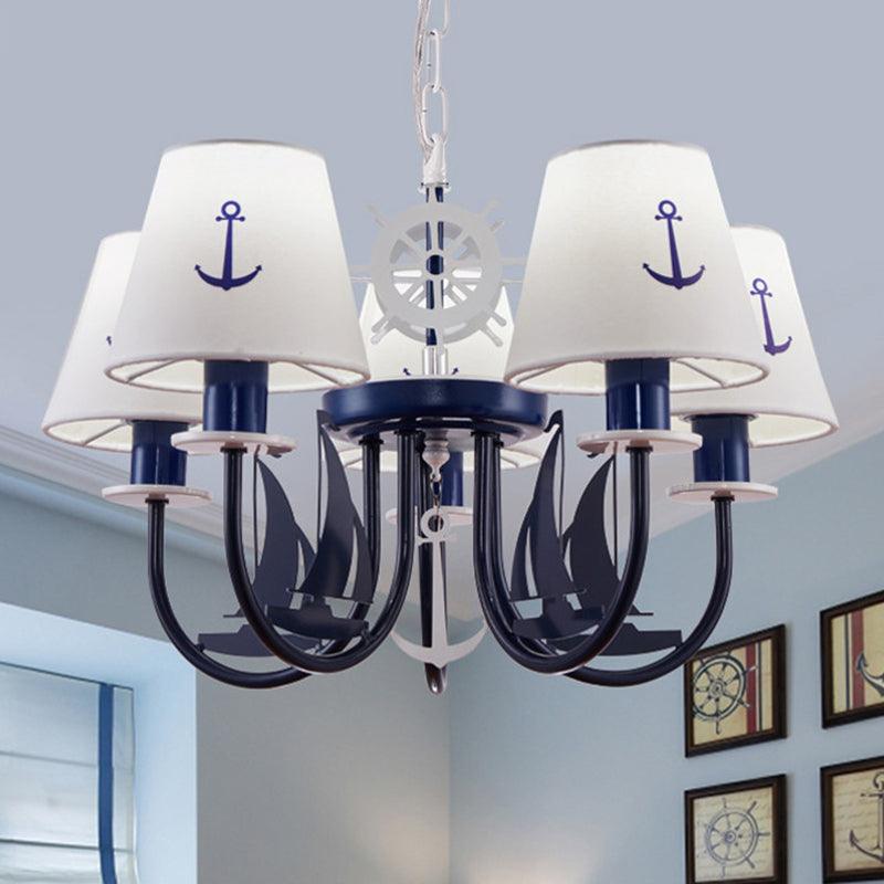 5/6-Light Bedroom Hanging Chandelier Mediterranean Blue Ceiling Lamp - Rebooters