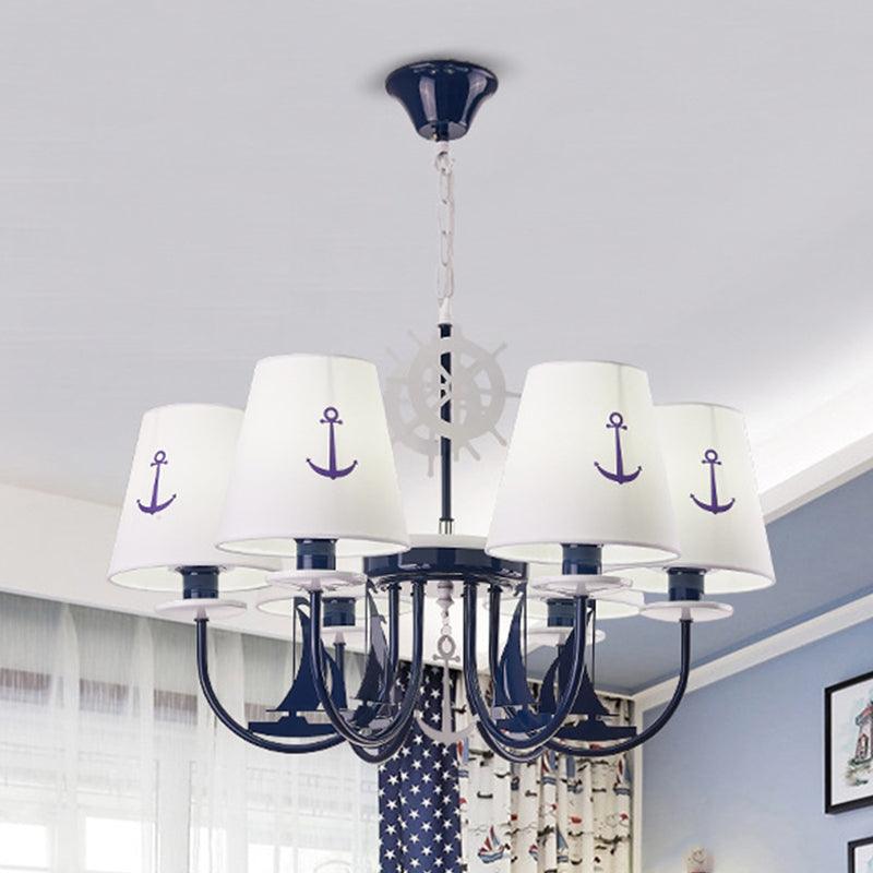 5/6-Light Bedroom Hanging Chandelier Mediterranean Blue Ceiling Lamp - Rebooters