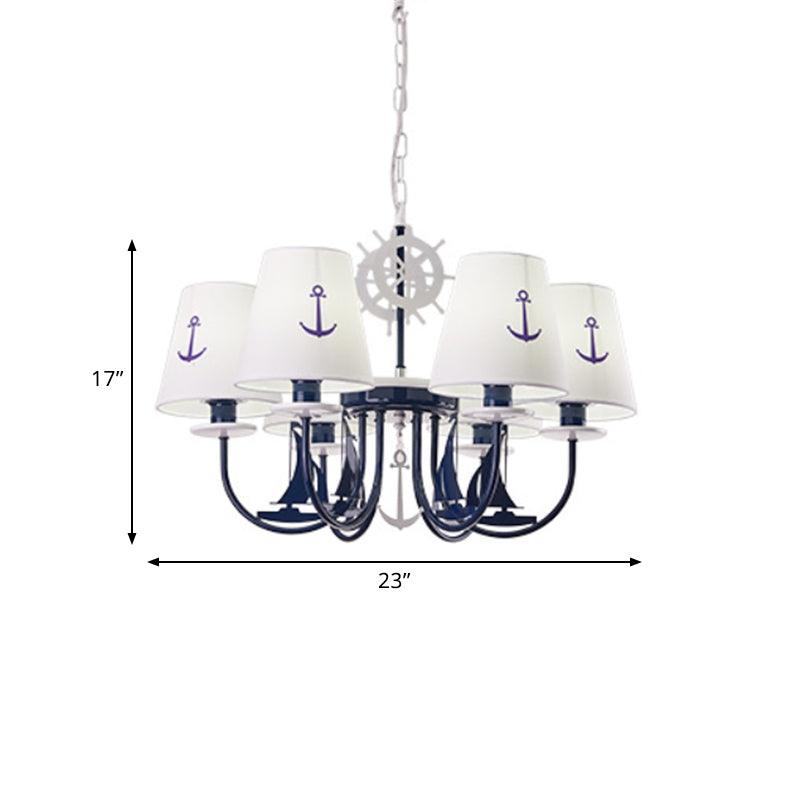 5/6-Light Bedroom Hanging Chandelier Mediterranean Blue Ceiling Lamp - Rebooters