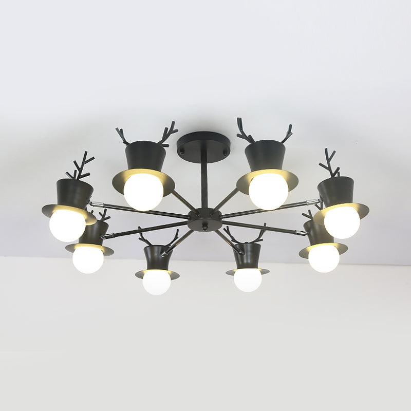 5/8-Head Sitting Room Chandelier Light Nordic Grey/Black Lamp - Rebooters