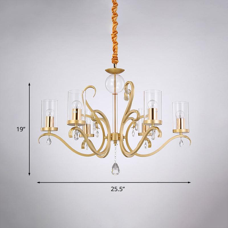 6/8-Head Tube Shade Chandelier Lamp Antiqued Gold Light - Rebooters