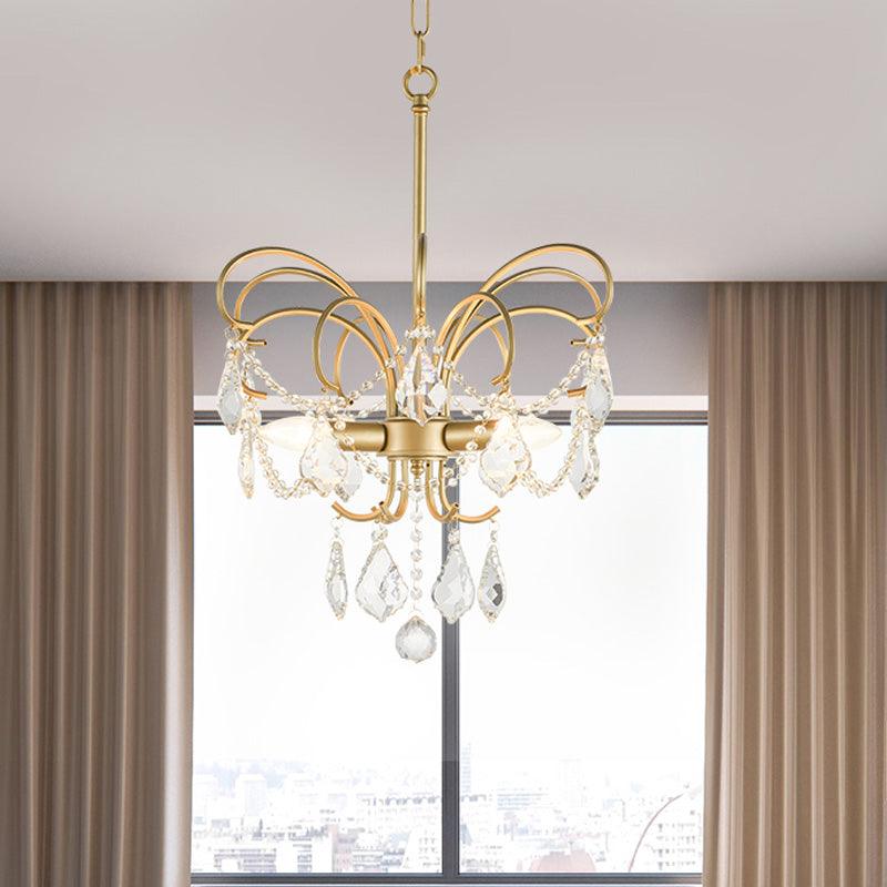 3 Bulbs Butterfly Chandelier Lighting Rural Gold Pendant Lamp - Rebooters