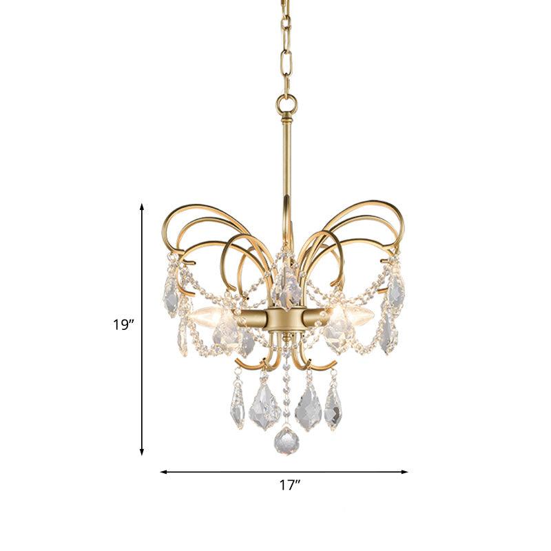 3 Bulbs Butterfly Chandelier Lighting Rural Gold Pendant Lamp - Rebooters