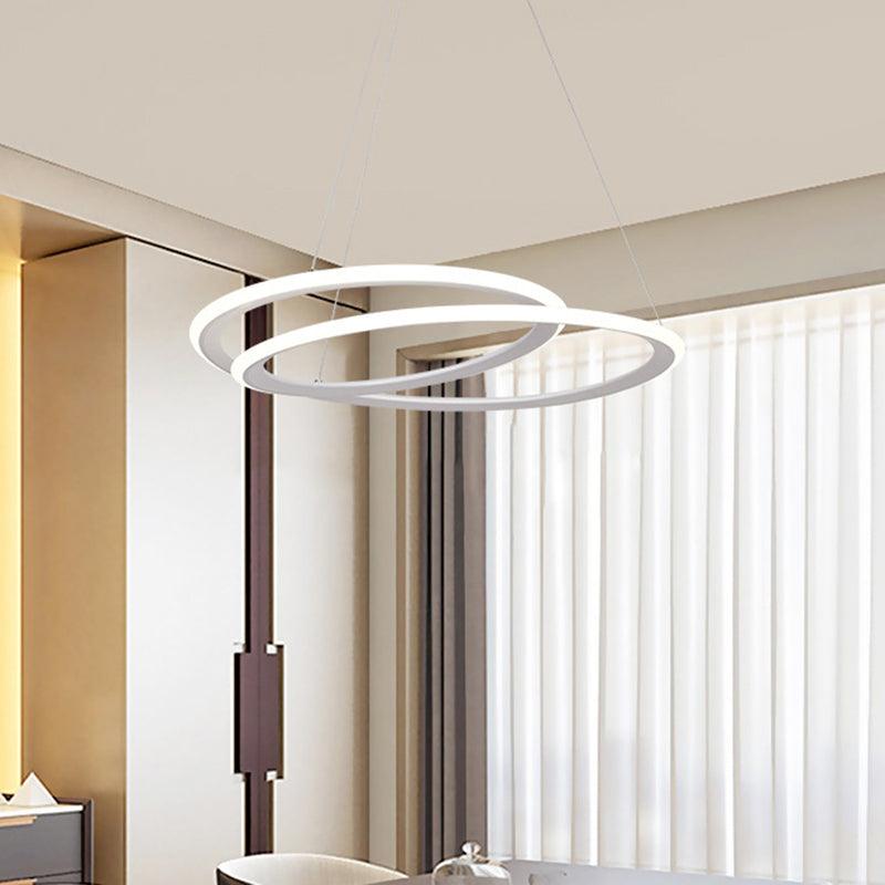 Acrylic Halo Ring Chandelier Lighting Minimal LED White Lamp - Rebooters