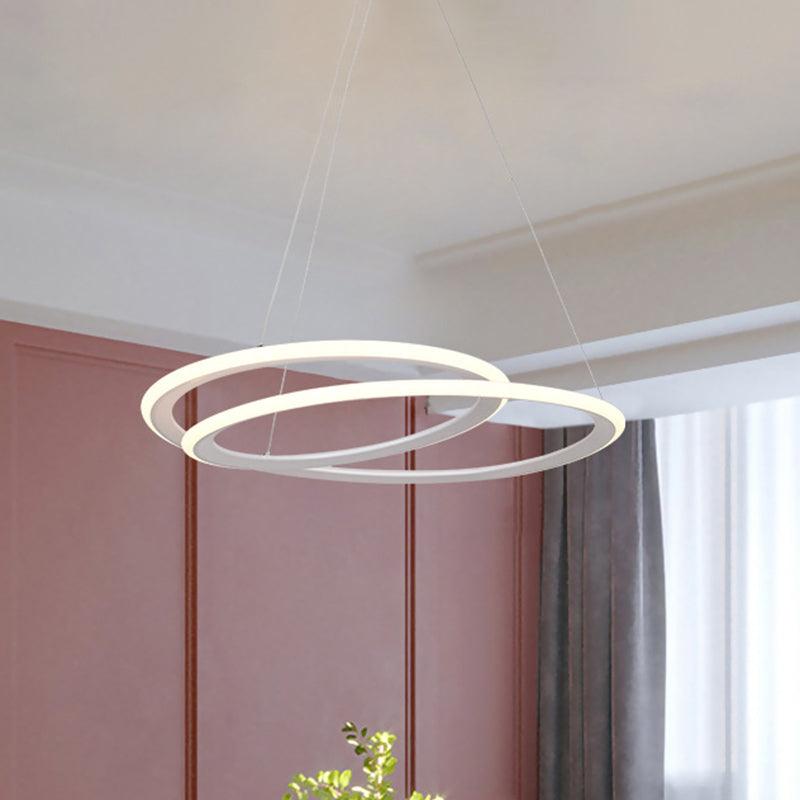 Acrylic Halo Ring Chandelier Lighting Minimal LED White Lamp - Rebooters