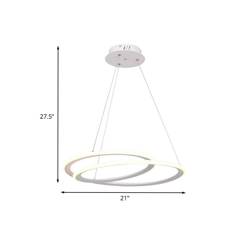 Acrylic Halo Ring Chandelier Lighting Minimal LED White Lamp - Rebooters