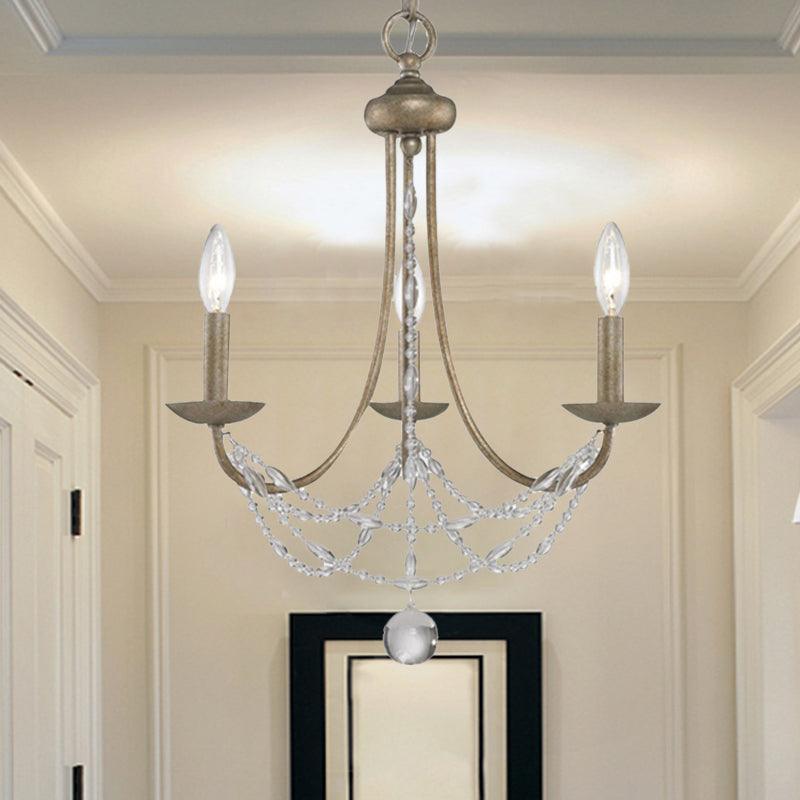 3/6 Heads Metal Hanging Chandelier Silver Candelabra Lamp - Rebooters