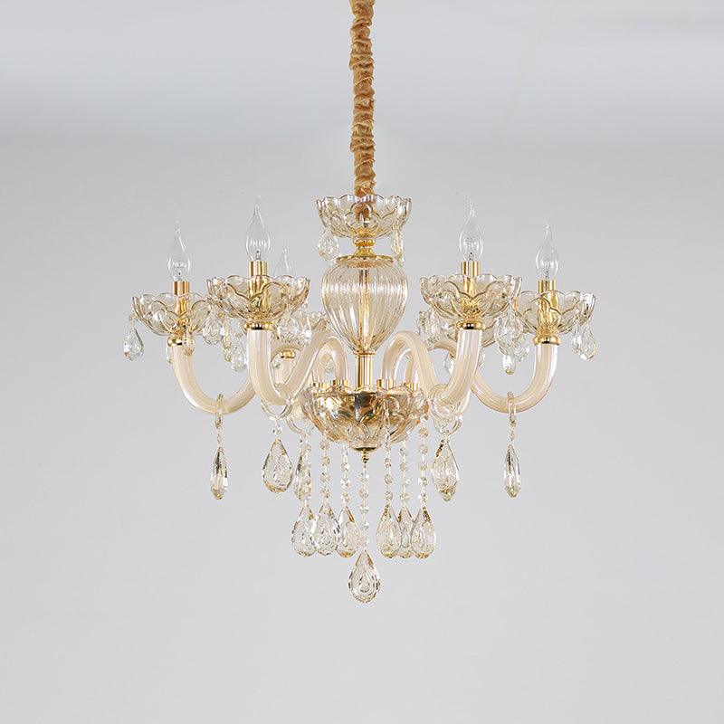 6-Light Candelabra Chandelier Lighting Contemporary Gold Finish - Rebooters
