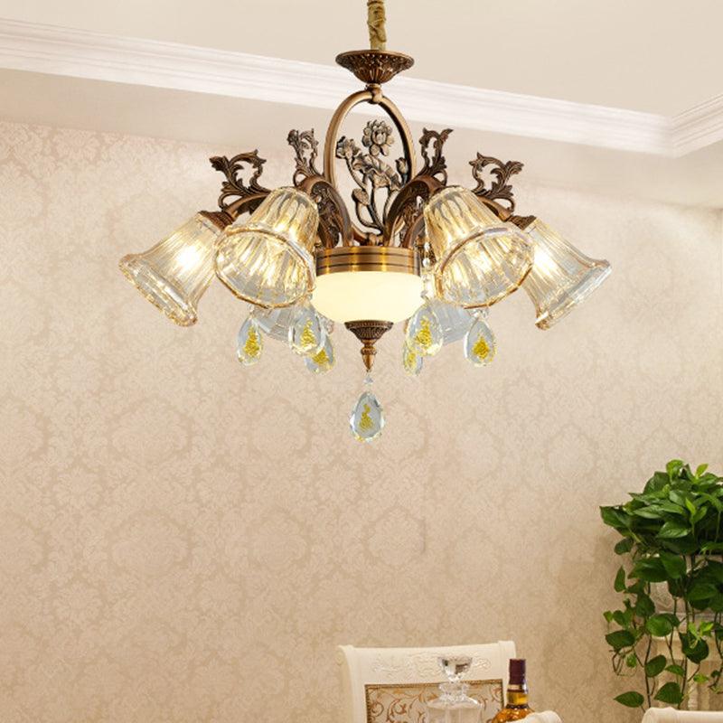 Bell Dining Room Chandelier Traditional Crystal 6/8 Bulbs Bronze - Rebooters