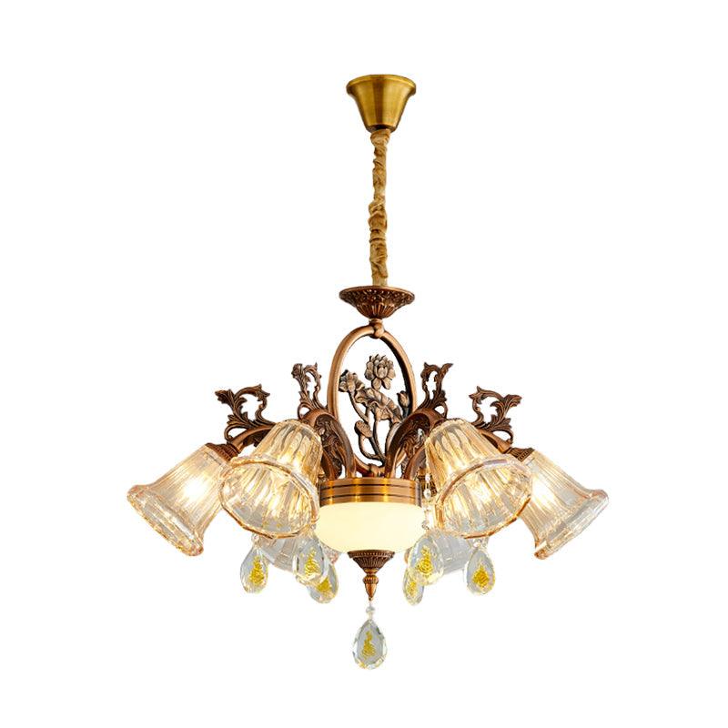 Bell Dining Room Chandelier Traditional Crystal 6/8 Bulbs Bronze - Rebooters