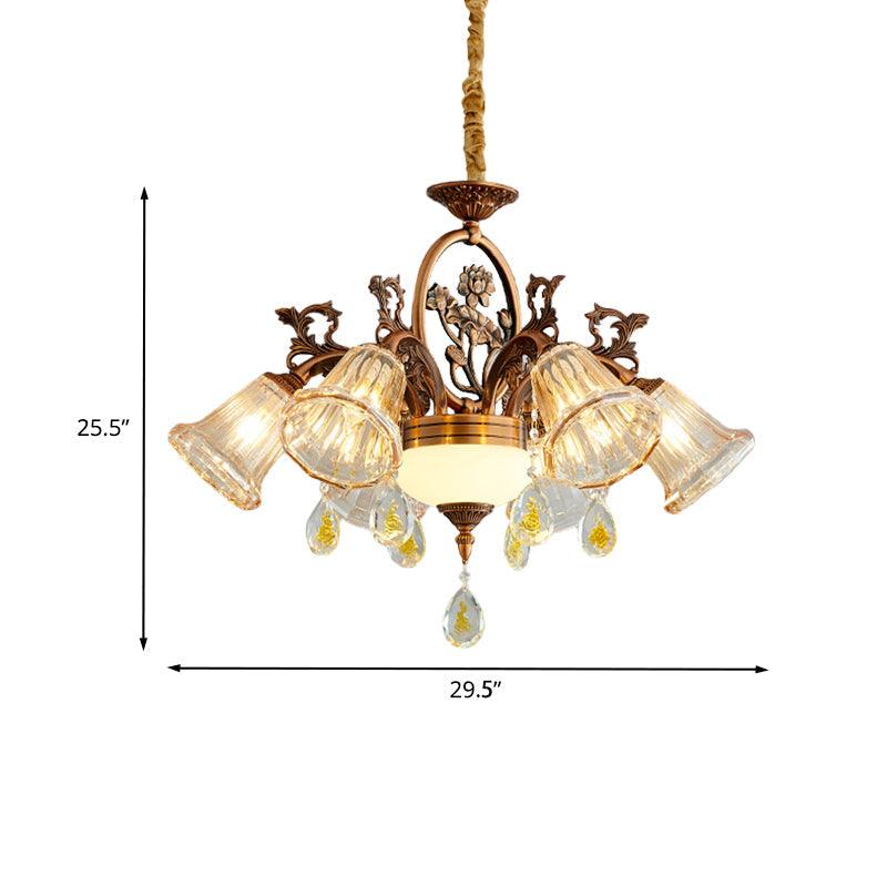 Bell Dining Room Chandelier Traditional Crystal 6/8 Bulbs Bronze - Rebooters