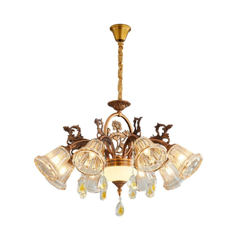 Bell Dining Room Chandelier Traditional Crystal 6/8 Bulbs Bronze - Rebooters