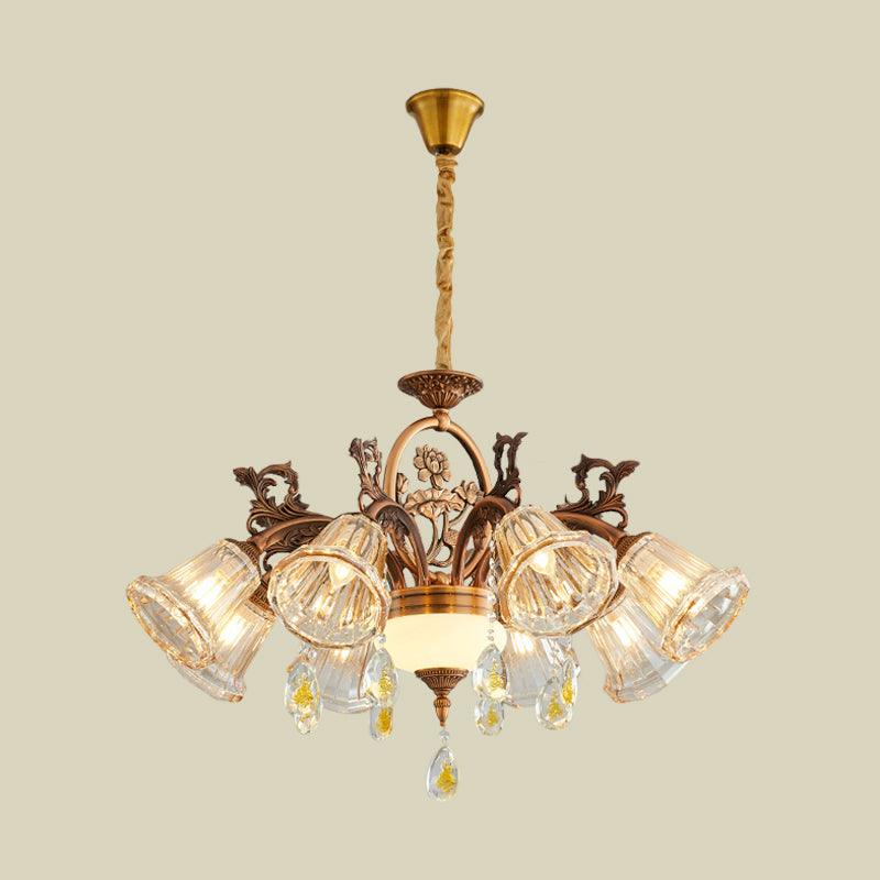 Bell Dining Room Chandelier Traditional Crystal 6/8 Bulbs Bronze - Rebooters