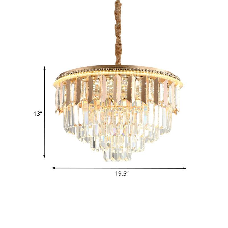 Crystal 5-Tier Round Chandelier Modernism Dining Room LED Ceiling Pendant Light in Gold - Rebooters