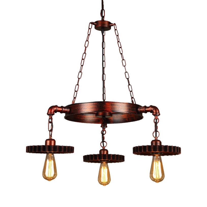 3/7 Heads Gear Pendant Lighting Open Bulb Antique Chandelier - Rebooters
