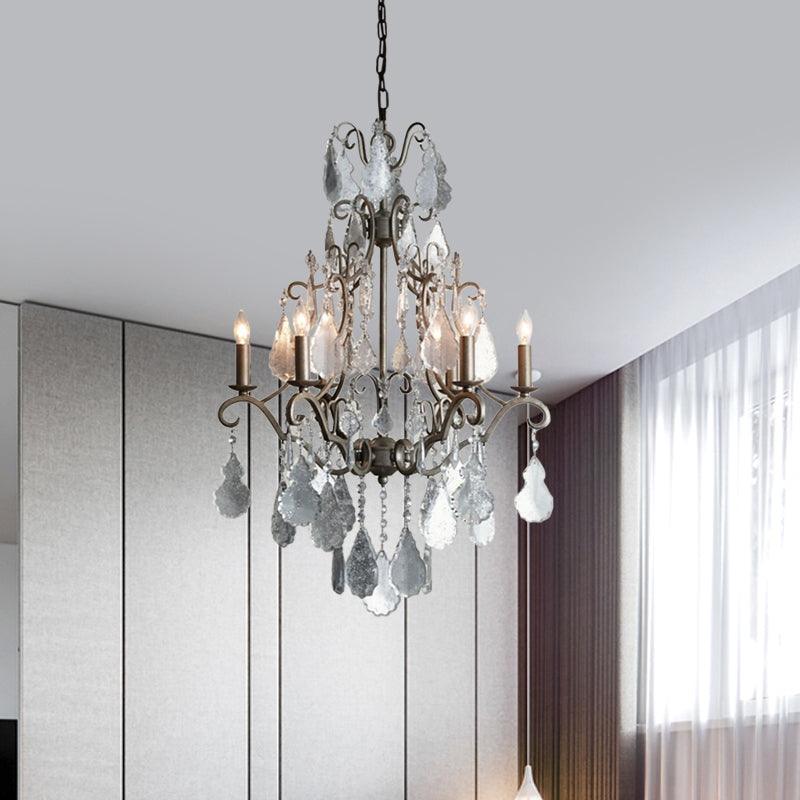 6 Lights Swirl Arm Candlestick Chandelier Rural Rust Pendant - Rebooters