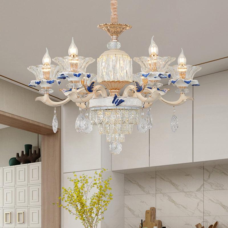 6/8 Lights Crystal Chandelier Pendant Modernism Rose Gold Lamp - Rebooters