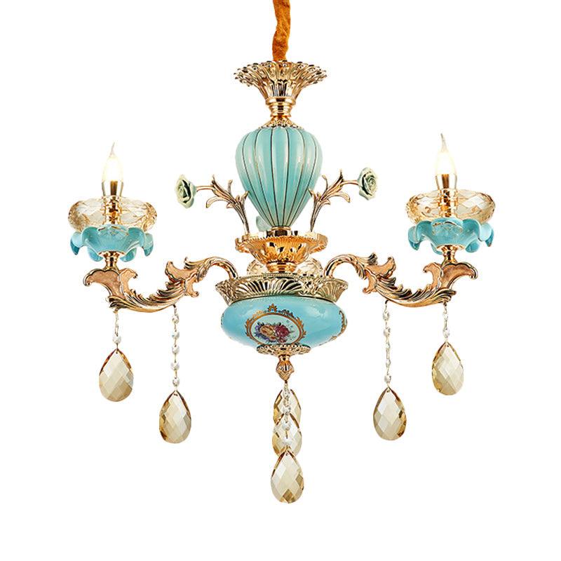 3/6 Bulbs Candelabrum Chandelier Moroccan Gold-Blue Lamp - Rebooters