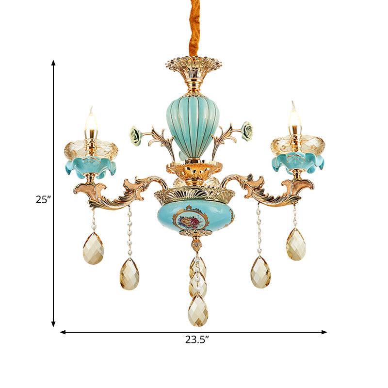 3/6 Bulbs Candelabrum Chandelier Moroccan Gold-Blue Lamp - Rebooters
