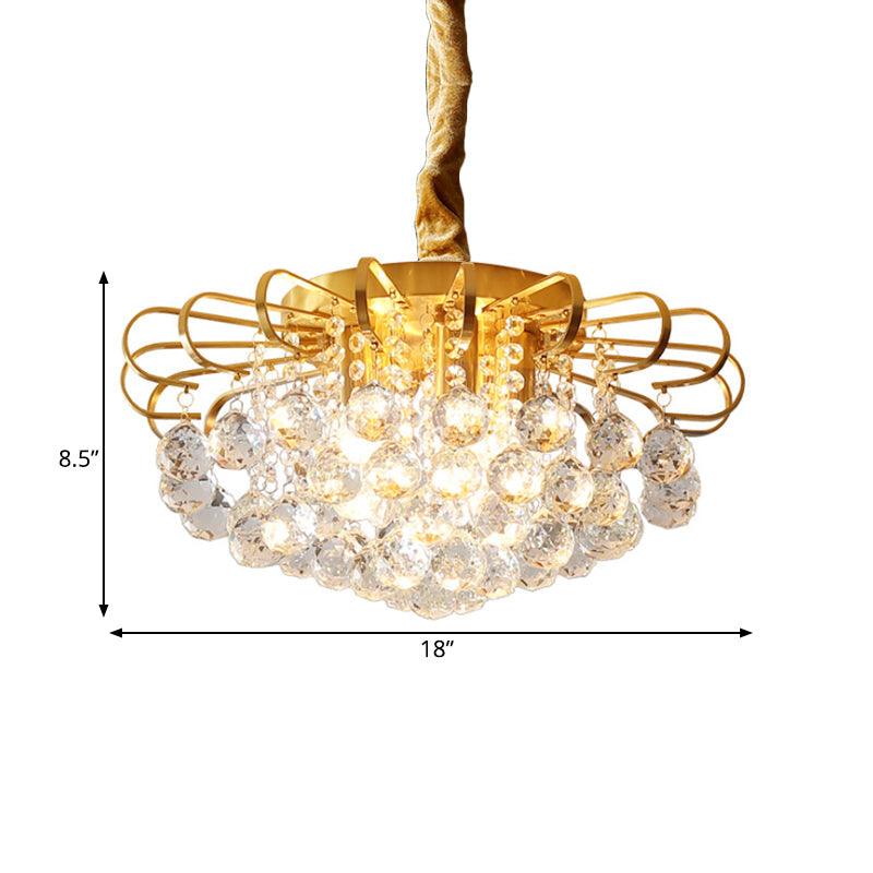 3/5-Bulb Pendant Chandelier Traditional Floral Crystal Ball Drop Light in Gold 14/18 Wide - Rebooters