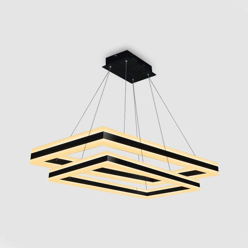 Acrylic Rectangular Ceiling Light Modern LED Black Pendant - Rebooters