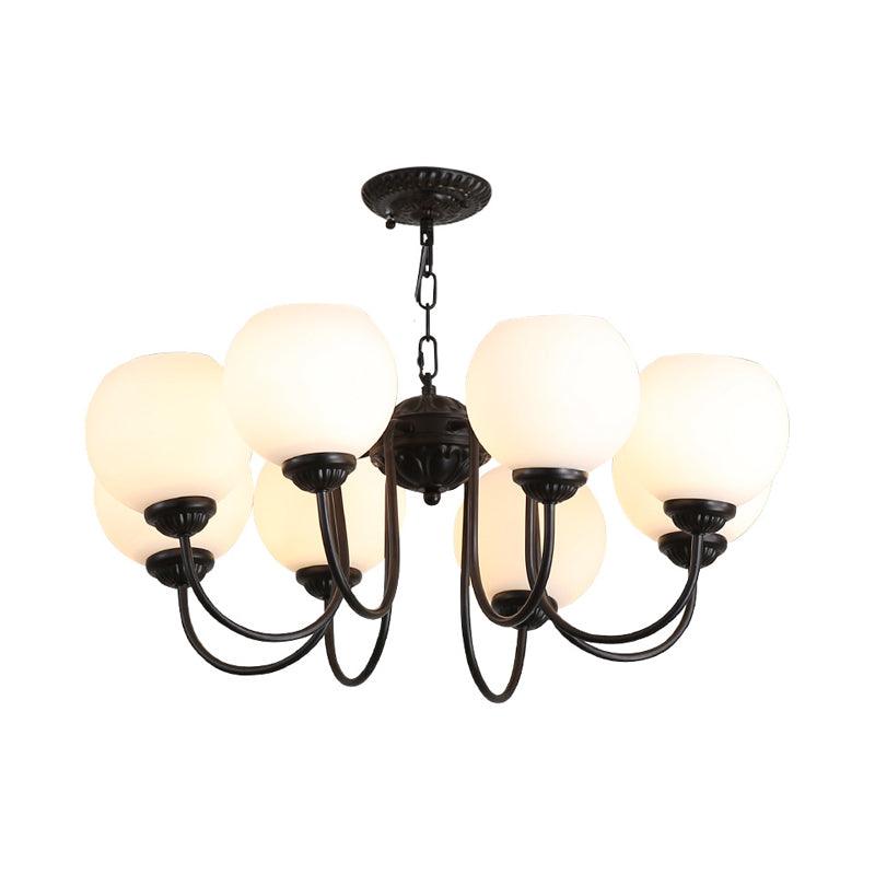 8 Lights Globe Chandelier Pendant Light Black Finish Glass Lamp - Rebooters