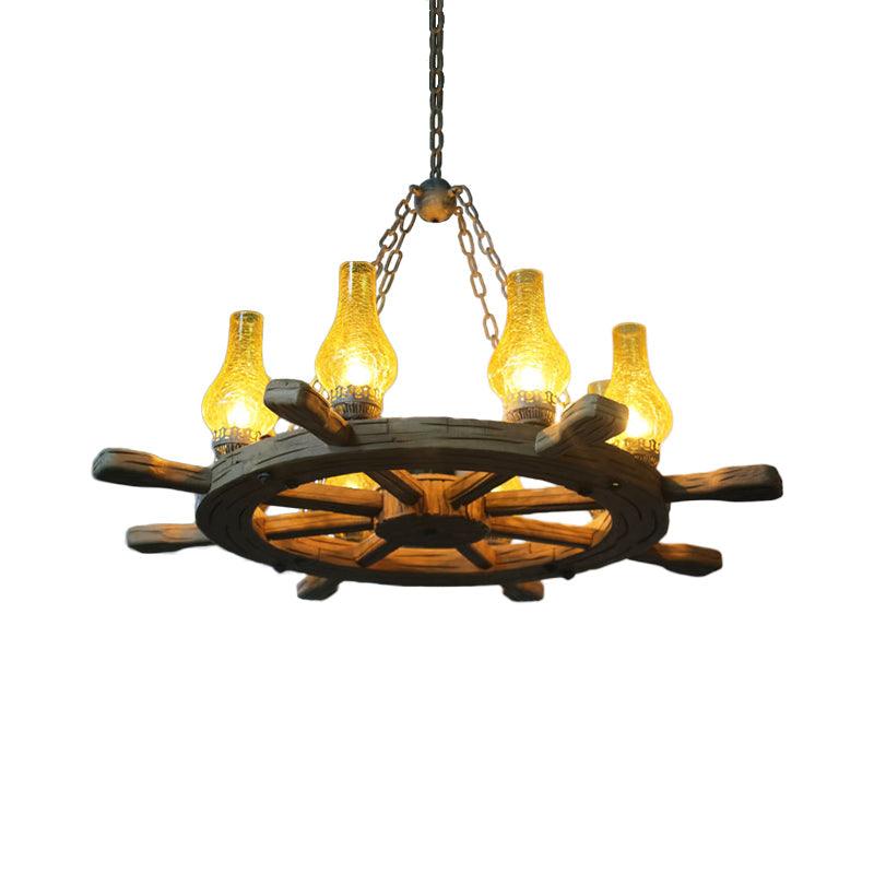 8 Lights Chandelier Lighting Coastal Corridor Wood Rudder Pendant Light Kit - Rebooters
